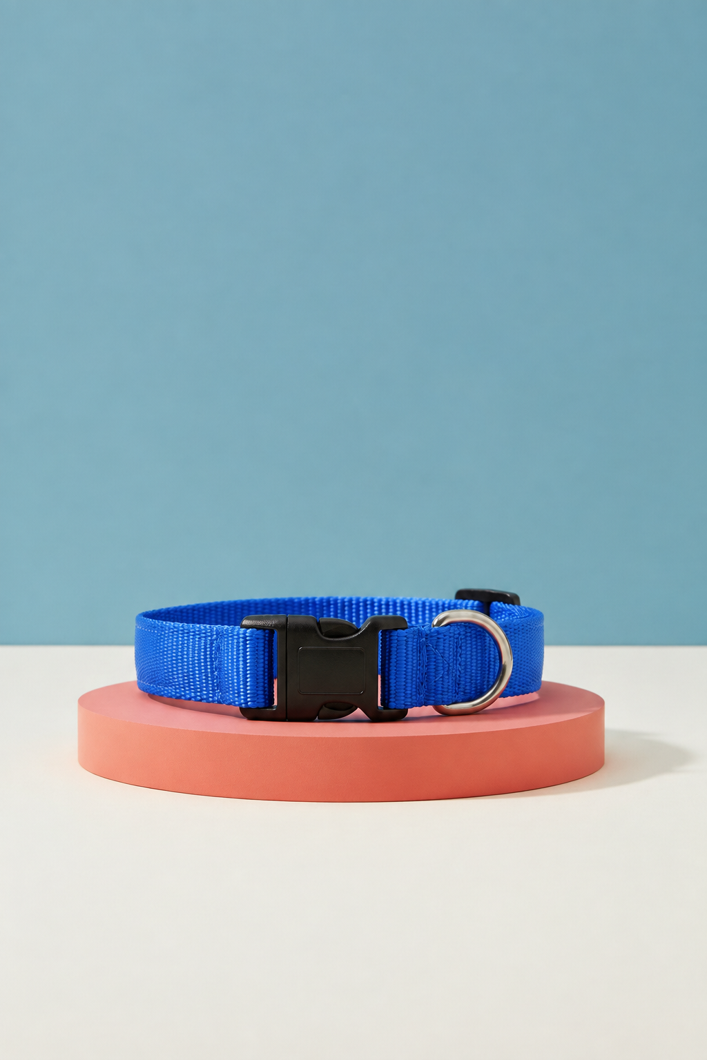 Collier chat anti-étrangleur bleu sur présentoire
