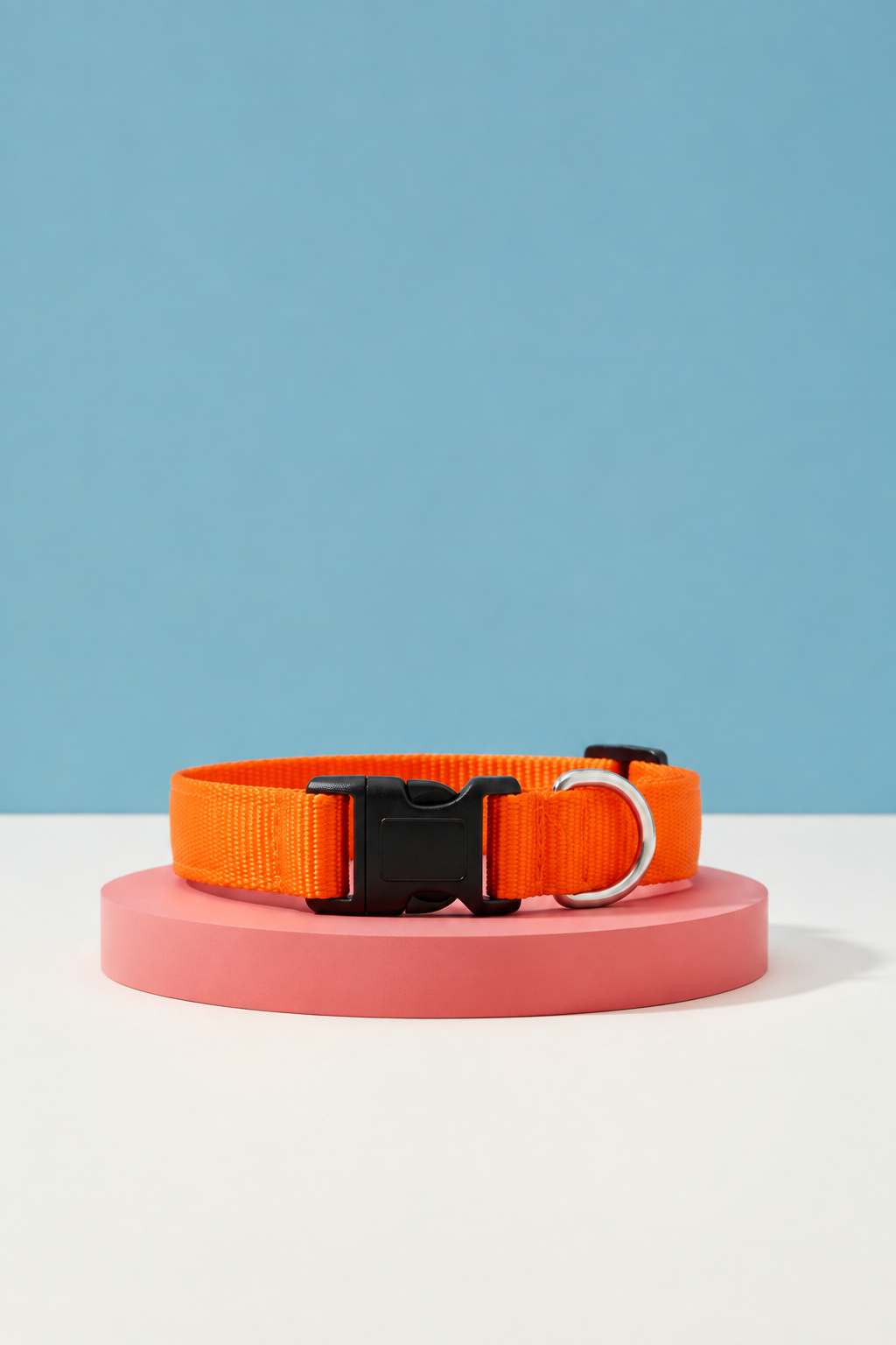 Collier chat anti-étrangleur orange sur présentoire